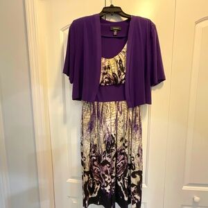R&M Richards women’s dress with purple light jacket size 16